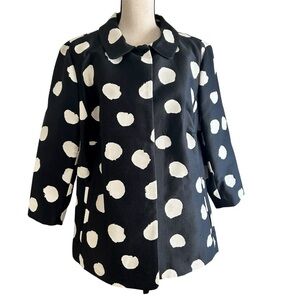 Talbots Bold Dot Black and White Jacket 18W | Hidden Snap Close | Round Collar